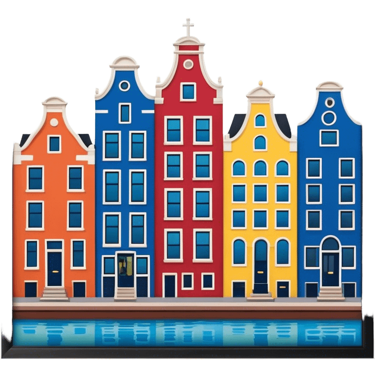 Cinematic Realistic Amsterdam Canal Houses Landmark Emoji, featuring narrow, gabled facades in vibrant colors. emoji