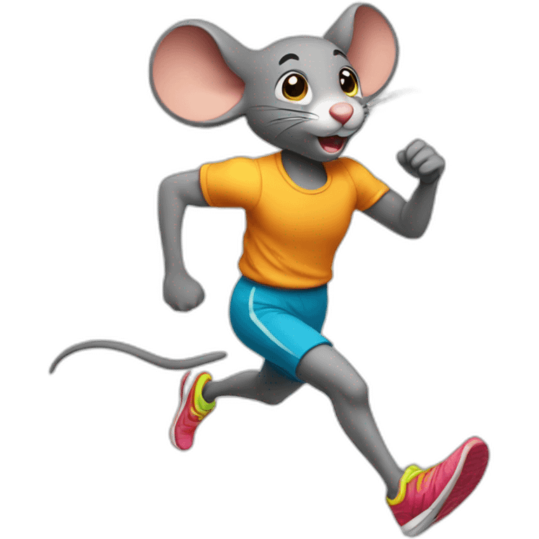 mouse dressed in running clothes running like a human emoji