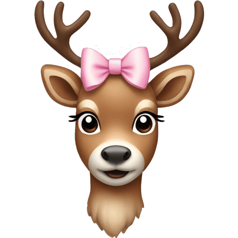 Pretty Reindeer with a light pink bow emoji