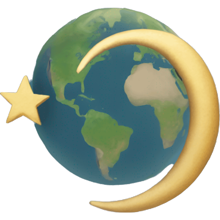 a top down crescent moon with a world map in it emoji