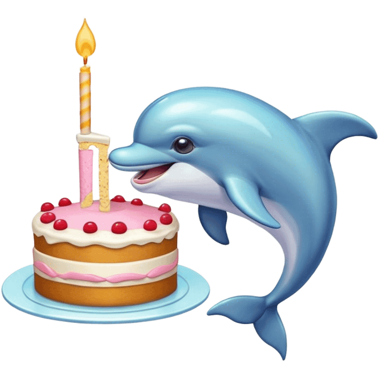 Dolphin eating cake  emoji