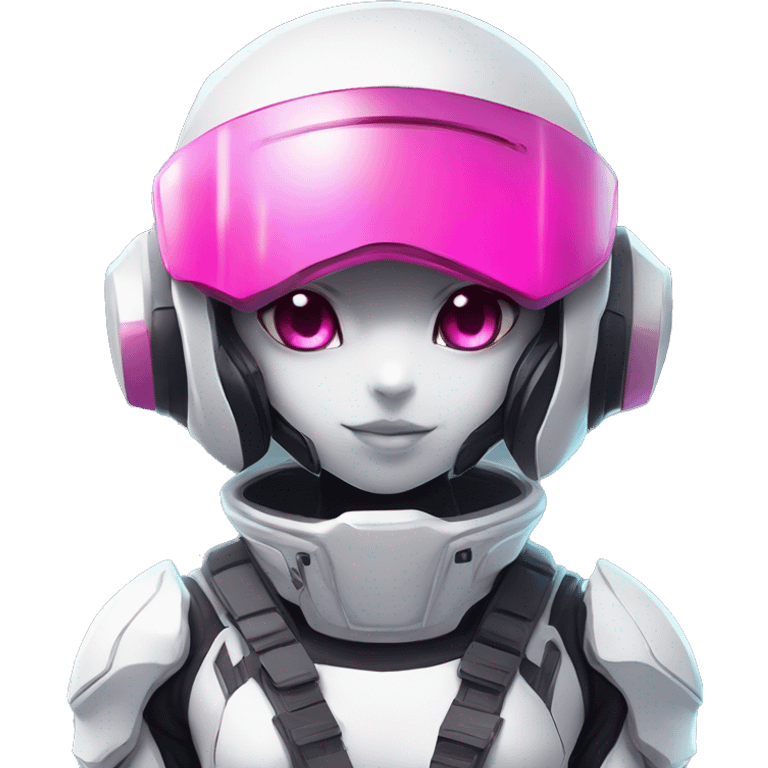 White, Chibi, White body, Anthro-Sona-Lizard-Alien-Salazzle-Mew-Fakémon, with pink eyes, with a futuristic visor-helmet, techwear-cyberpunk suit, Full Body emoji