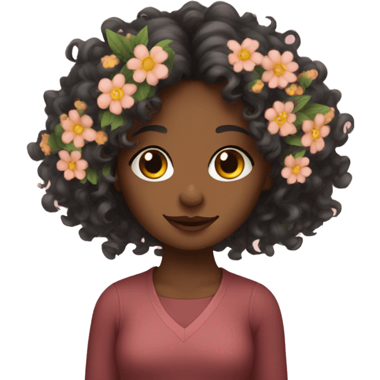 Curly girl with flowers  emoji