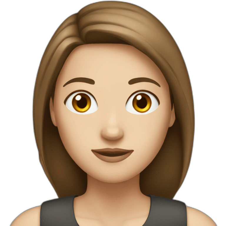 white woman with straight brown hair boss emoji