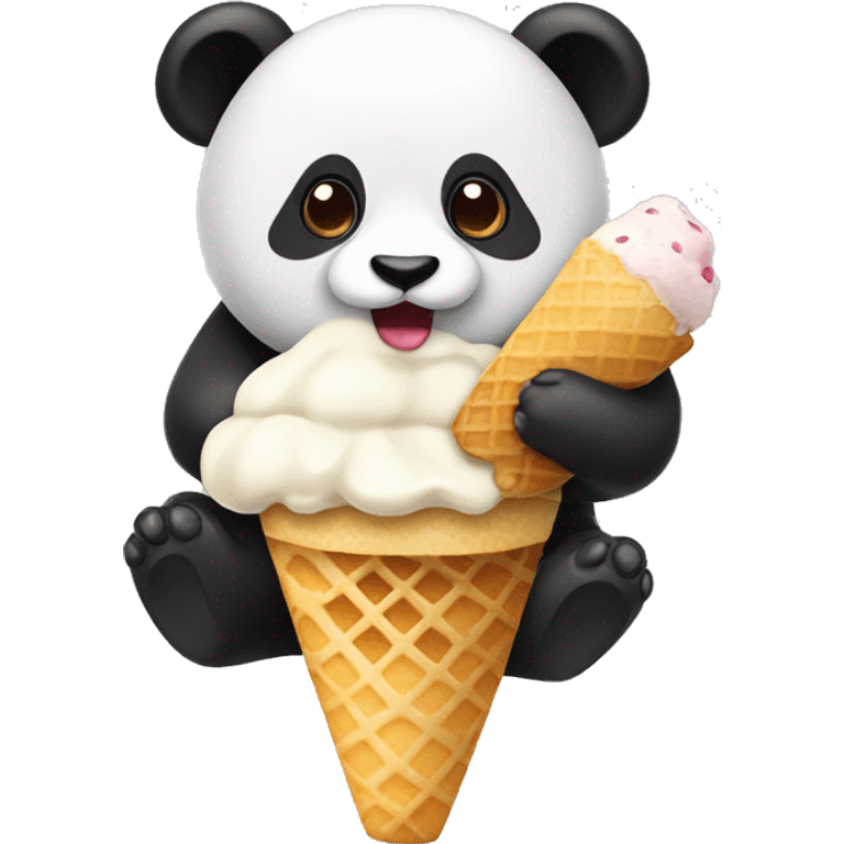 panda eat icecream emoji