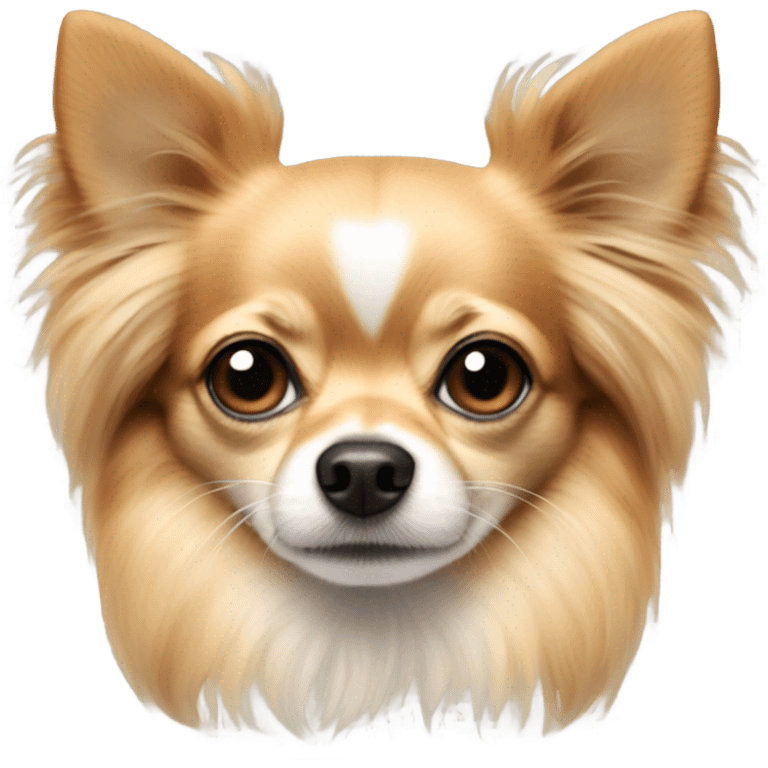 Long hair chihuahua with black nose fur and tan head emoji