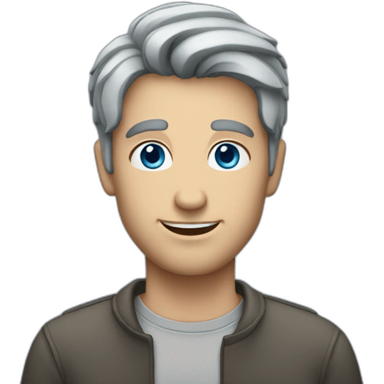 Blue eyed man with dark gray hair  emoji