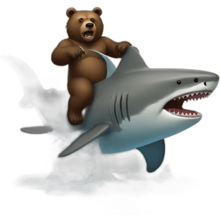 Grizzly bear riding a shark emoji