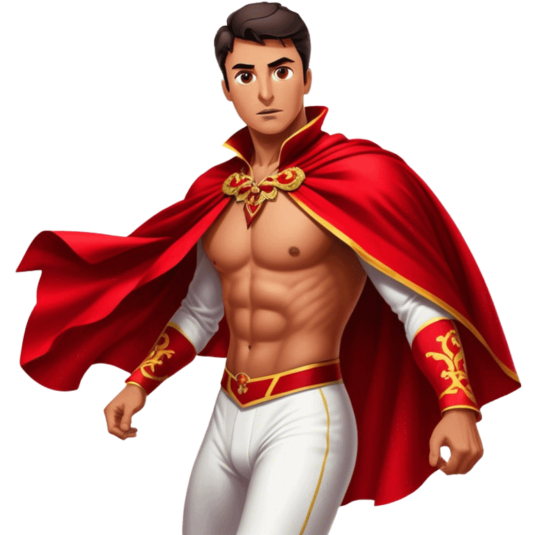 ​Cinematic Spanish Matador Holding a Red Cape, rendered with dynamic motion blur and vivid, high-contrast lighting, emoji