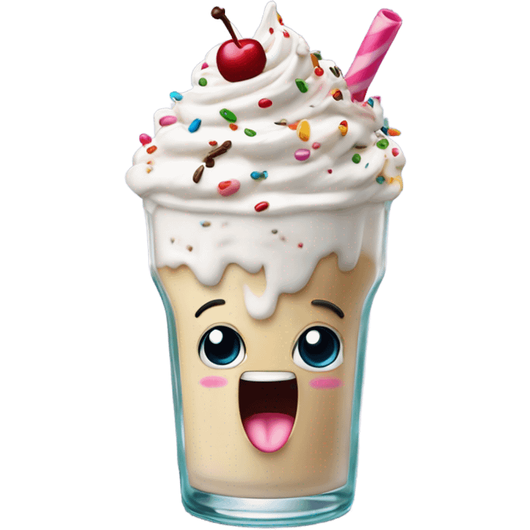 Milkshake with a face emoji