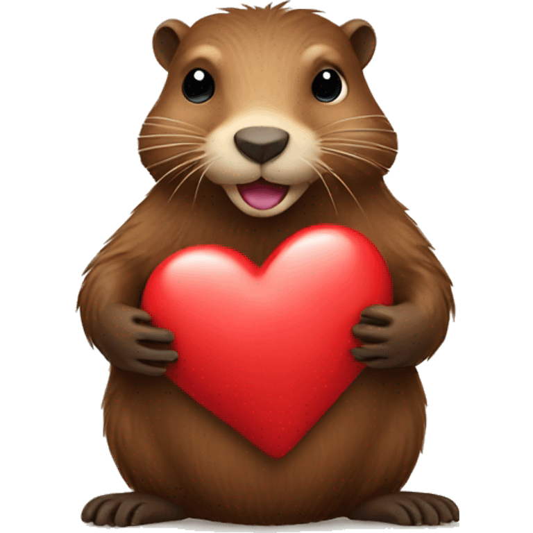 Beaver holding heart emoji