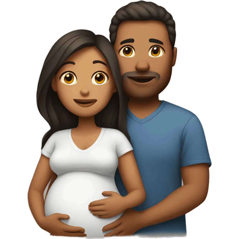 A pregnant woman with her husband  emoji