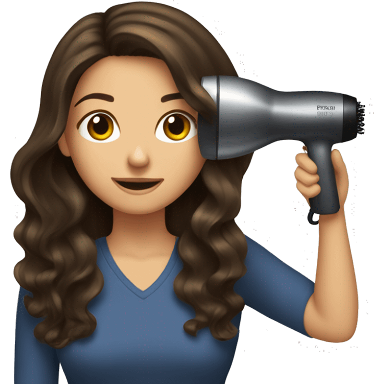 Brunette girl blow drying hair emoji