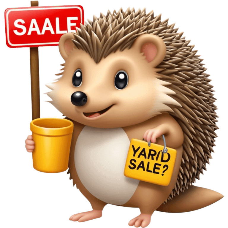 Hedgehog w yard sale sign emoji