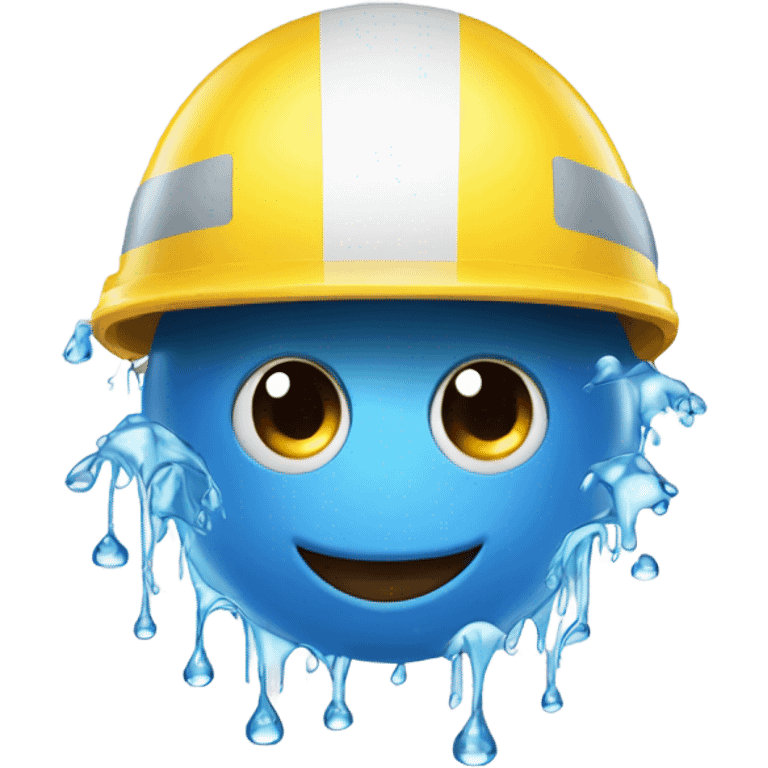 Emoji with a helmet and water on face emoji