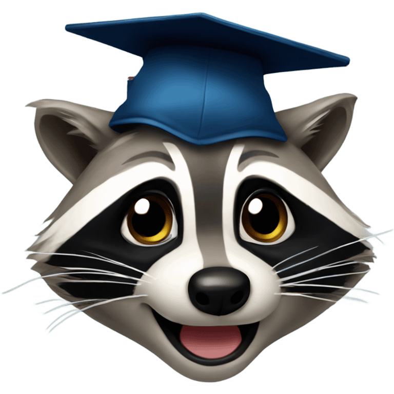 raccoon face with graduation hat emoji