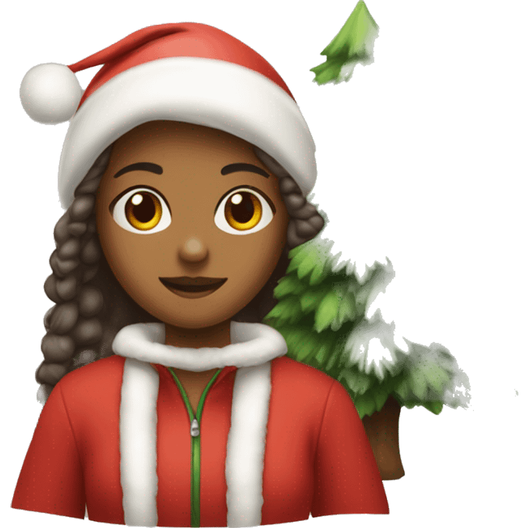 Girl with Christmas tree emoji