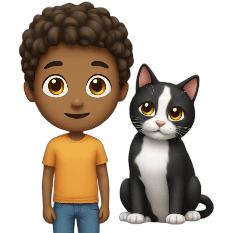 boy and  cat emoji