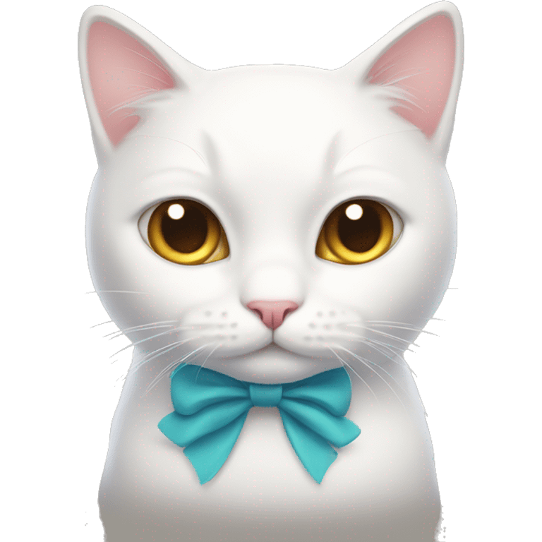 white cat with a bow emoji