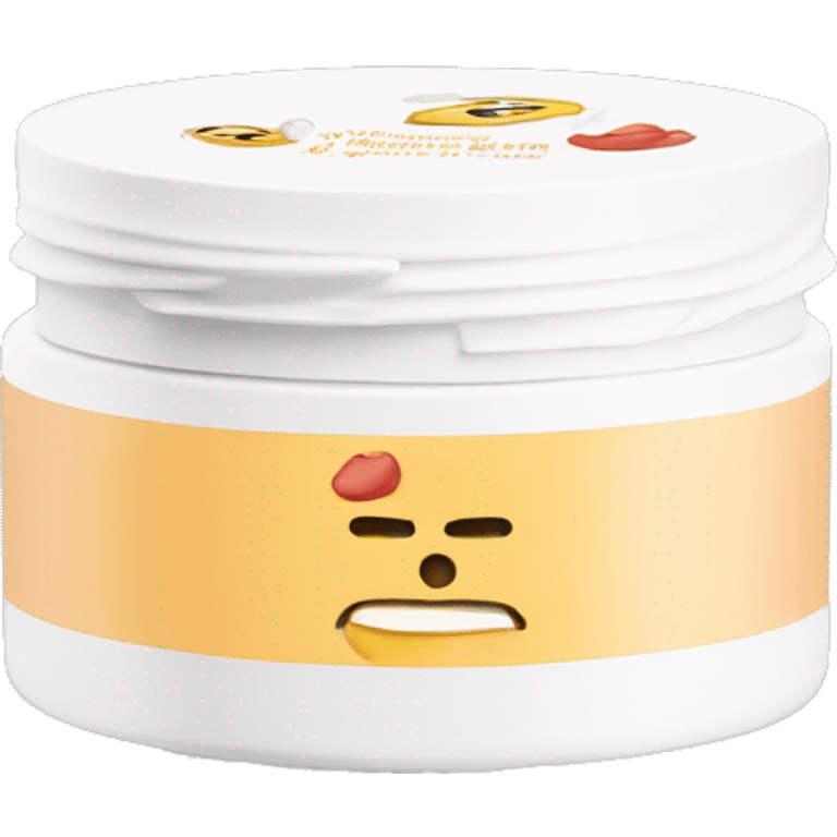 body moisturizer cream pot with label emoji