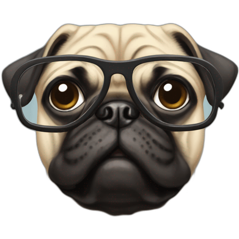 Pug with glasses emoji