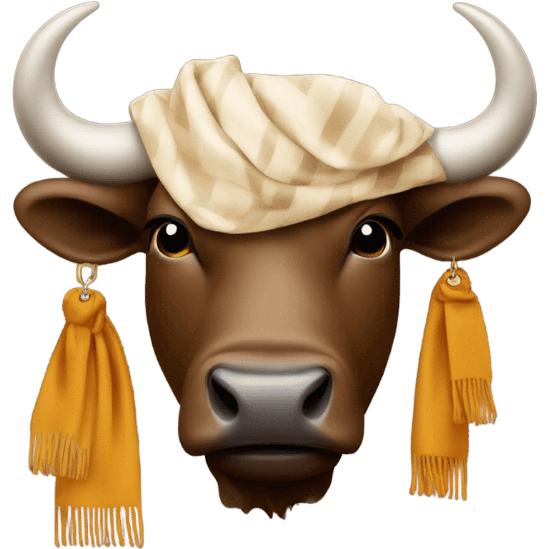 Buffalo head with Louis Vuitton scarf around its neck emoji