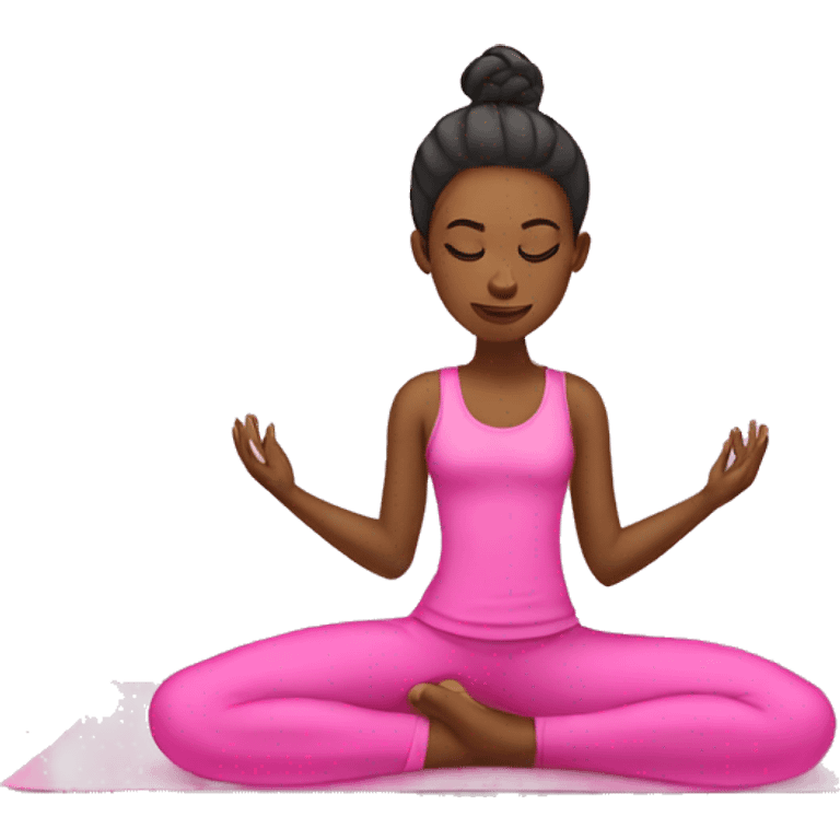 Girls plonked yoga in pink  emoji