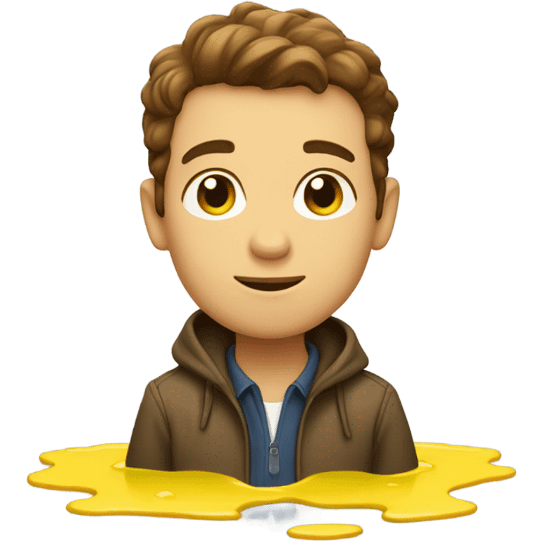 guy brown hair standing in a yellow puddle  emoji