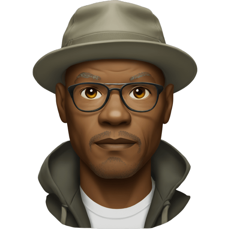 bald samuel l jackson serious wearing bucket hat emoji