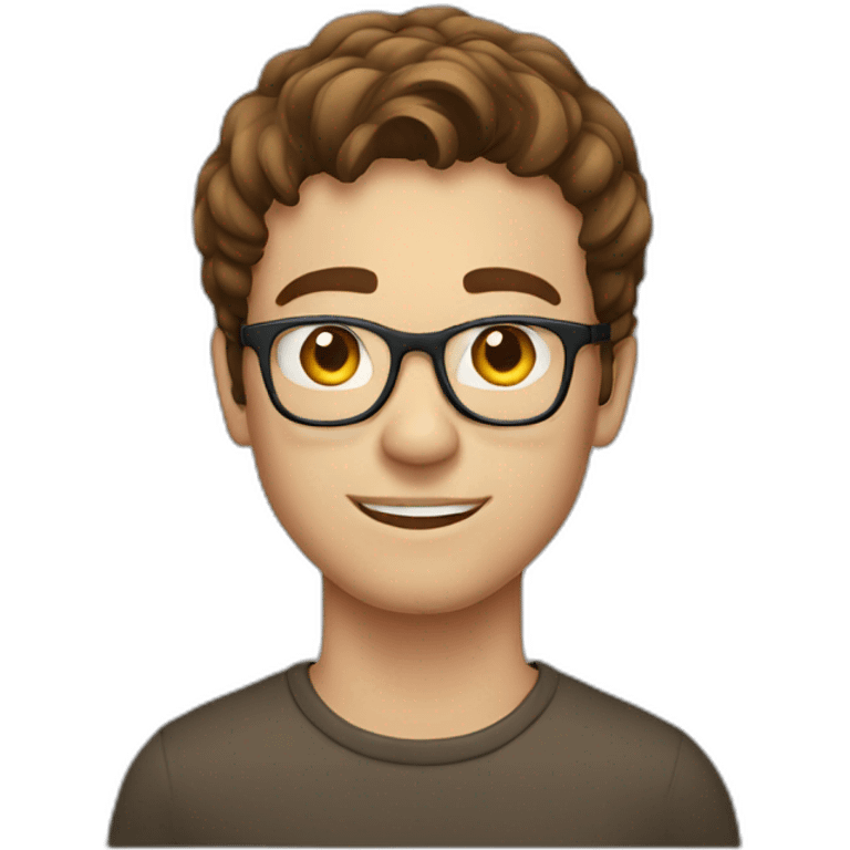 eyeglass brown haired 20 year old guy with a computer emoji