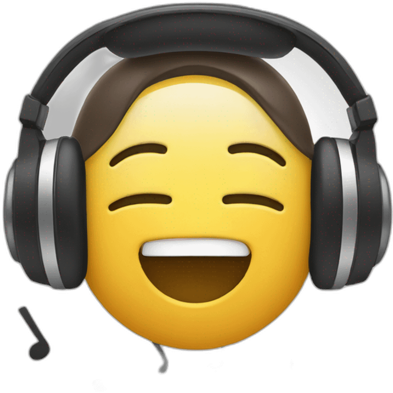 person singing with headphones and music notes emoji