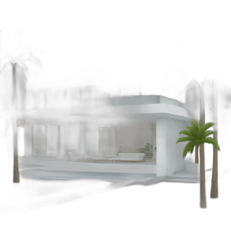 A modern white villa with palms emoji