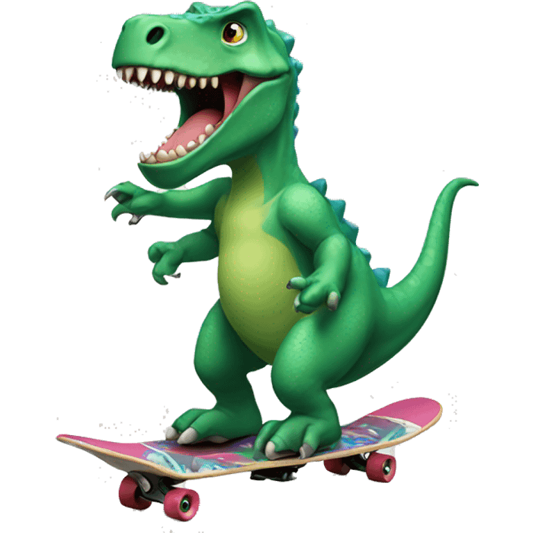 Dinosaur riding s skateboard  emoji