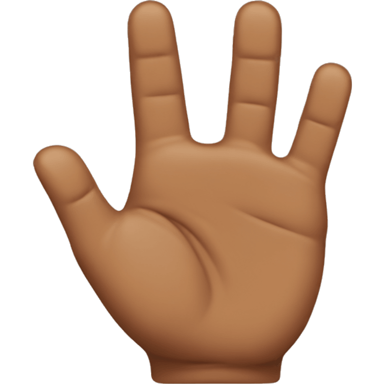 brown hand with thumb, index, and middle up only emoji