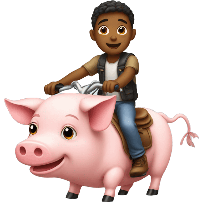 boy riding pig emoji