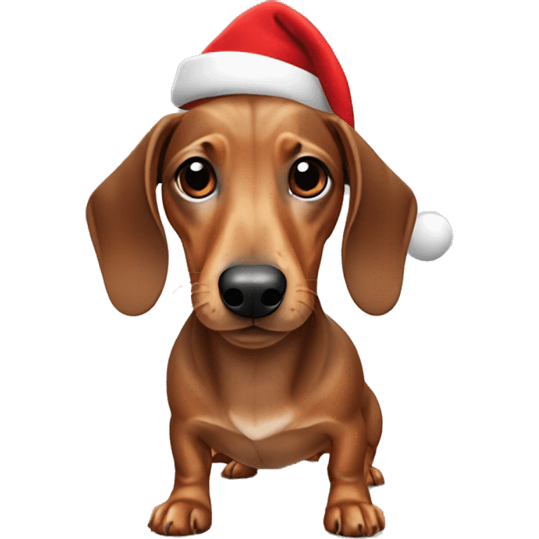 Dachshund wearing a Santa hat emoji