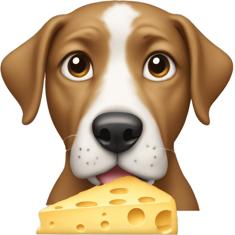 A dog eating cheese emoji