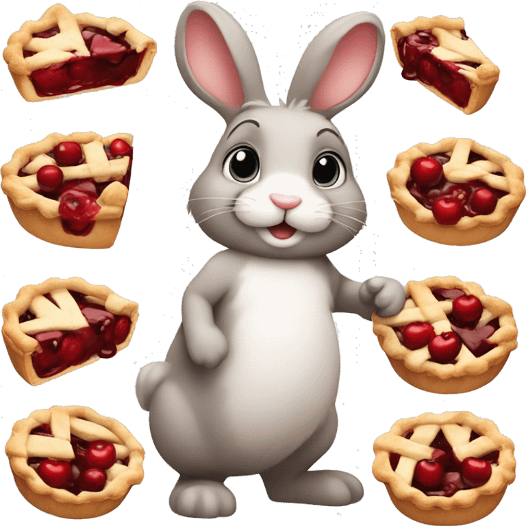 Bunny with cherry pie emoji