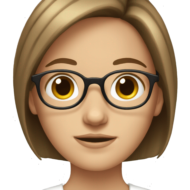 white girl with short brown hair and glasses  emoji