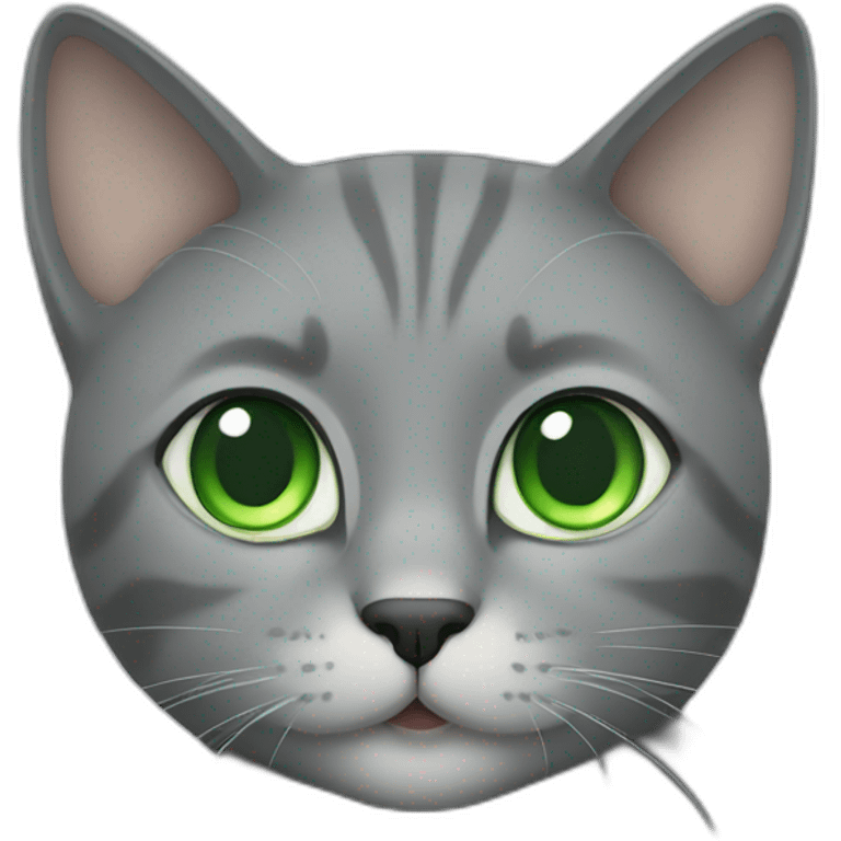 Grey cat with green eyes emoji