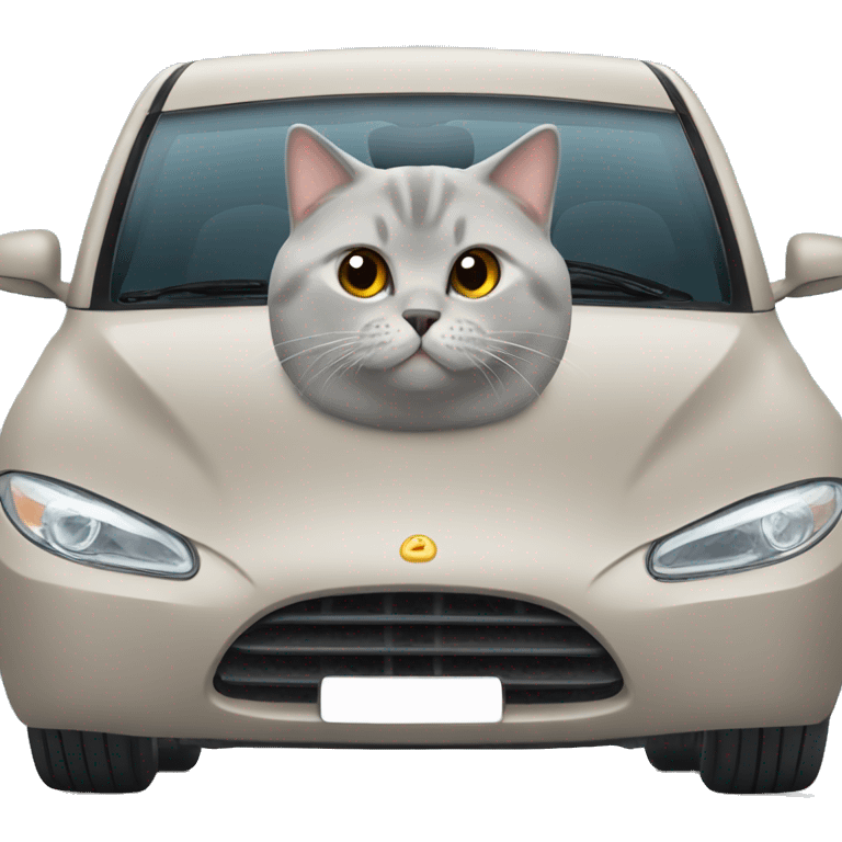 2 Cars, Cute beige and Grey british shorthair cat  emoji