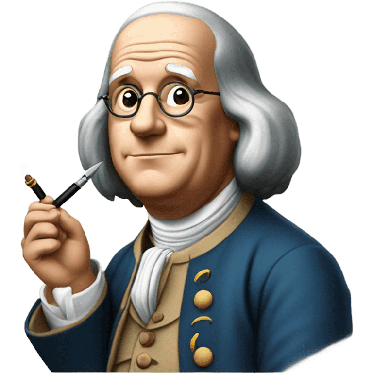 Benjamin Franklin smoking a pen emoji