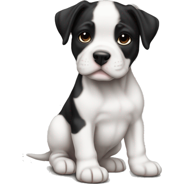 Black and white English staffordshire puppy full body emoji