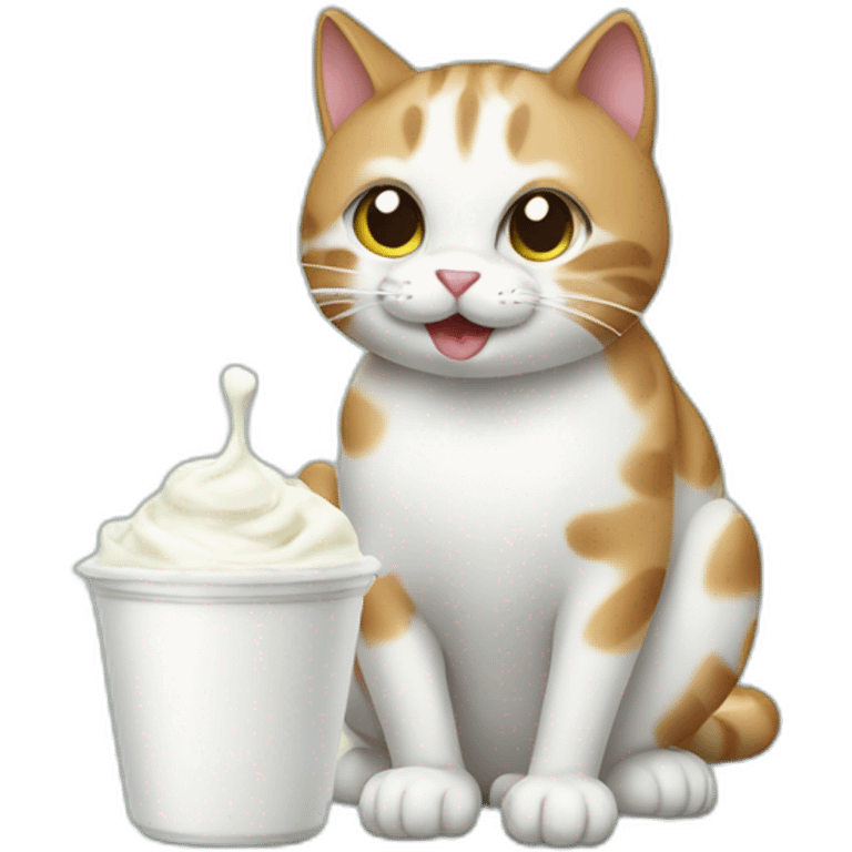 cat eating yoghurt emoji