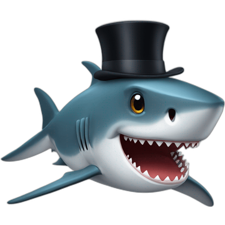 Shark with a top hat emoji