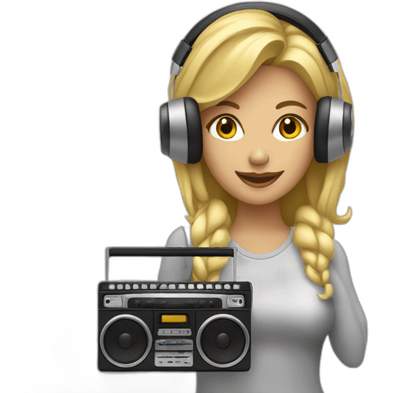 Blonde woman holding a boombox listening to music emoji