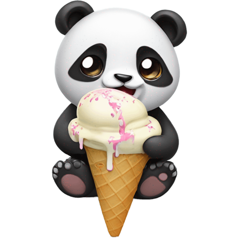 Panda eating ice cream emoji