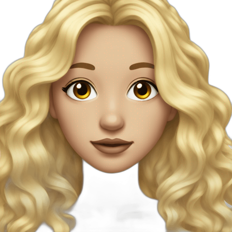 teenage girl with long wavy blonde hair and thick black lashes  emoji