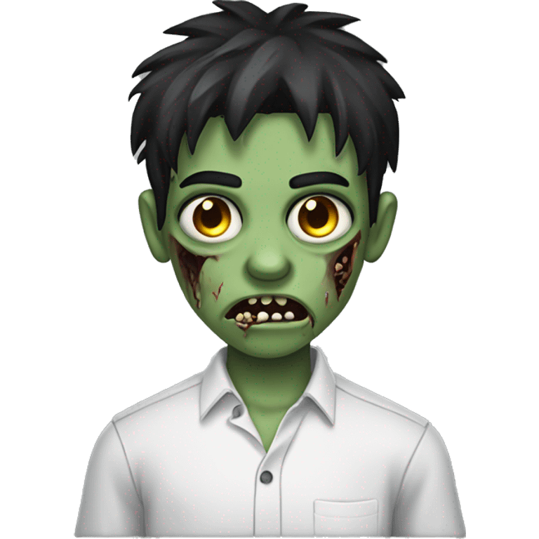 teen boy zombie with dark hair and white shirt emoji