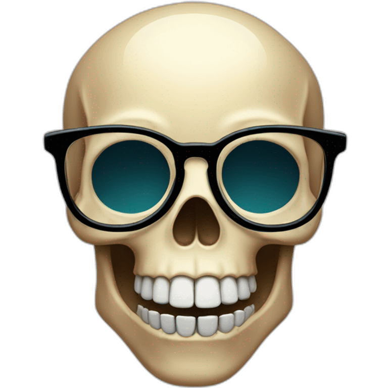 skull with glasses and pointer finger pointing up like a nerd emoji